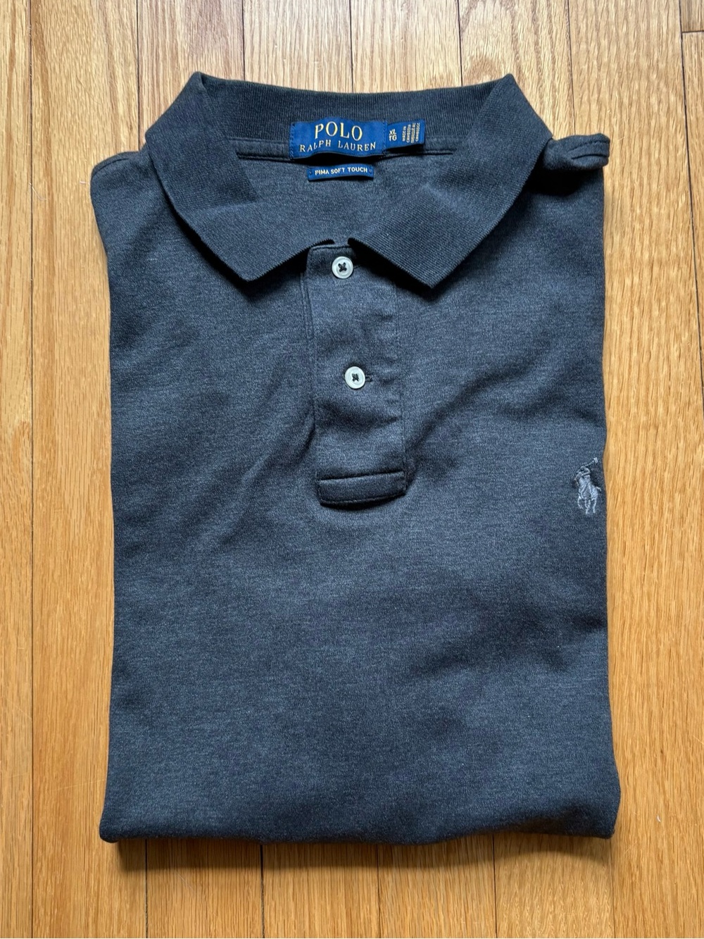 Polo Ralph Lauren Mens Short Sleeve Polo Pima Soft Touch XL Gray Charcoal Solid